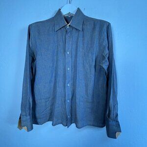 Vanity Mens Long Sleeve Button-Up Shirt Small Lightweight Made in Italy Casual
